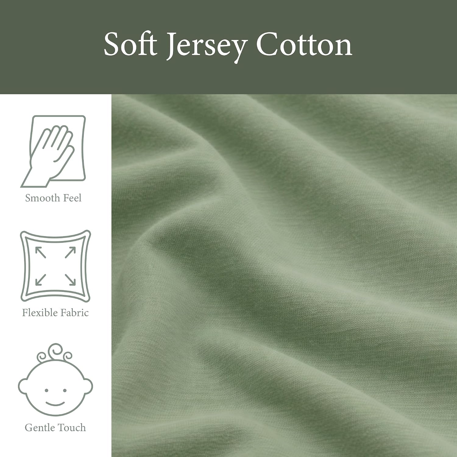 Ababy Custom Size Baby Fitted Sheet for Baby Boy or Girl – Jersey Cotton Crib, Bassinet, Cradle & Toddler Mattress – Ultra Soft Stretchy Fabric, Snug Fit, Machine Washable Baby Bedding (Sage Green)