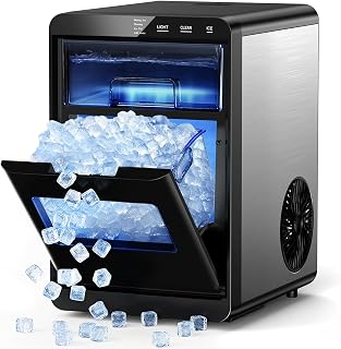 Countertop Nugget Ice Maker, Produces 44lbs Daily, Rapid 15-Min Sonic Ice Machine with Self-Cleaning, 1.8L Water Tank, Quiet Pebble Crushed Ice Maker for Kitchen, Office & RV