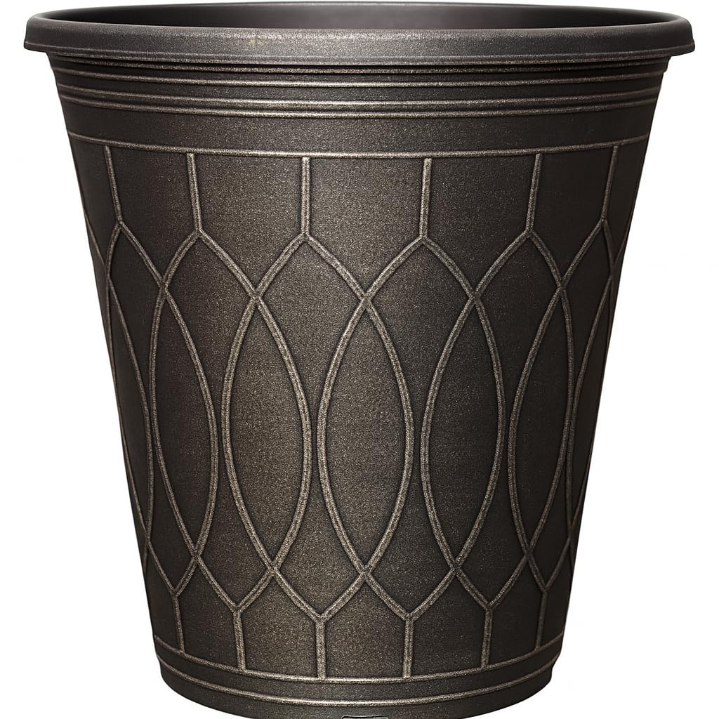 Muddy Hands 30 Litre Brushed Marshland Large Tall Round Outdoor Plant Pot – Plastic Planter for Garden Trees, Flowers & Shrubs – Weatherproof & Lightweight