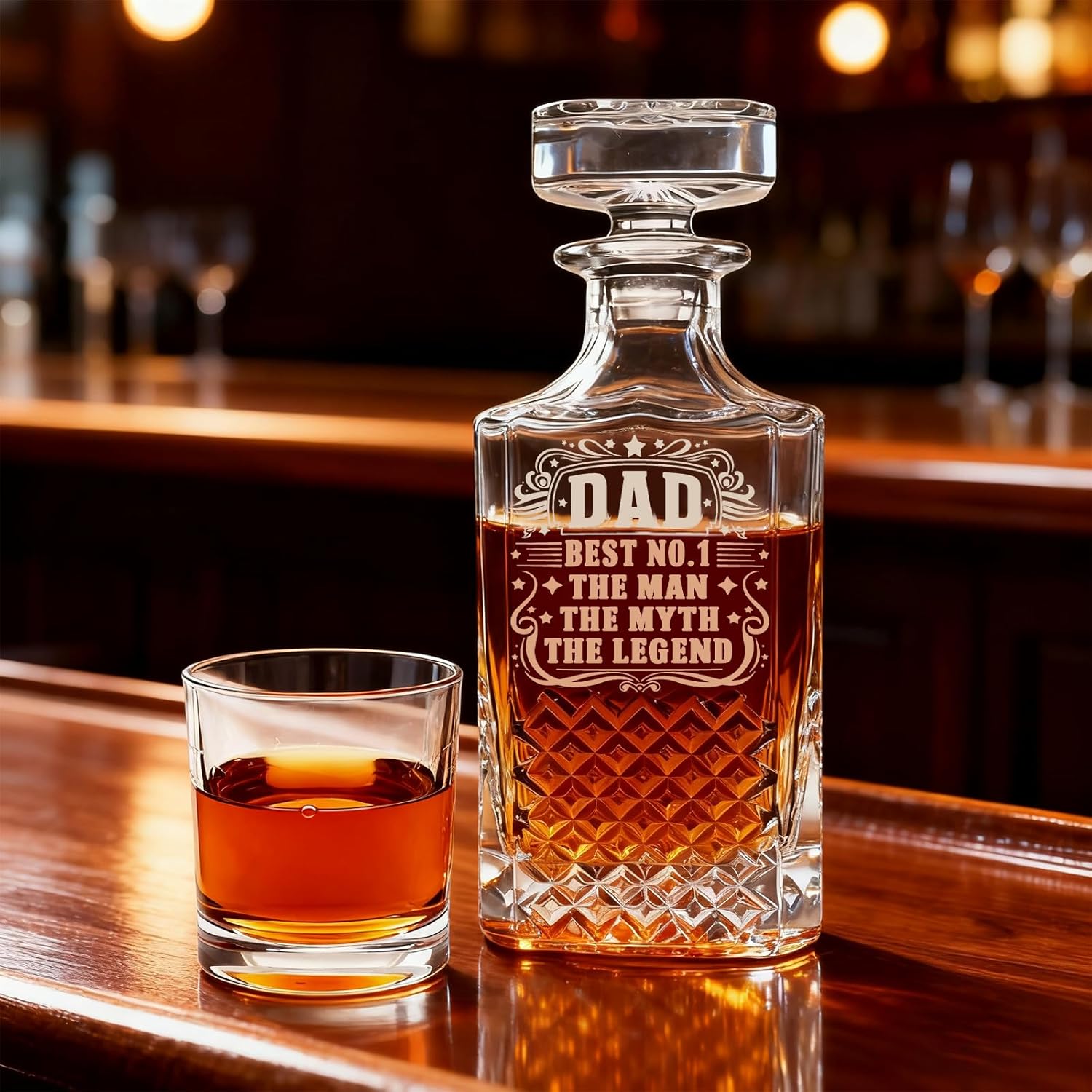 Whiskey Decanter Set for Men Decanter Set with Glasses Crystal Whiskey Bottle Luxury Birthday Gifts For Men Gifts for Father's Day Christmas Gifts (Best DAD) - Image 3