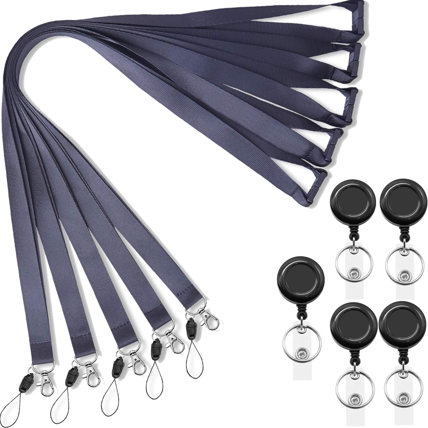 Black Lanyards 5 Pack with Retractable bagde Reel,Breakaway Safety Lanyard for ID Badge Holder - Image 2