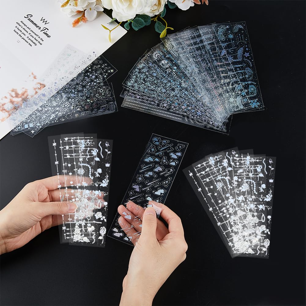 30 Autocollants Holographiques Papillon, Autocollants Célestes Irisés Brillants, Kit De Journal Indésirable, Cadre De Bordure Holographique, Libellule - France