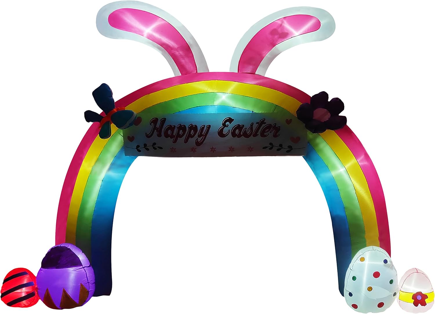 12ft Eeaster Inflatable Archway Decors with Built-in LED Easter Bunny Easter Eggs Archway for Easter Day/Outdoor/Yard/Lawn/Patio/Garden