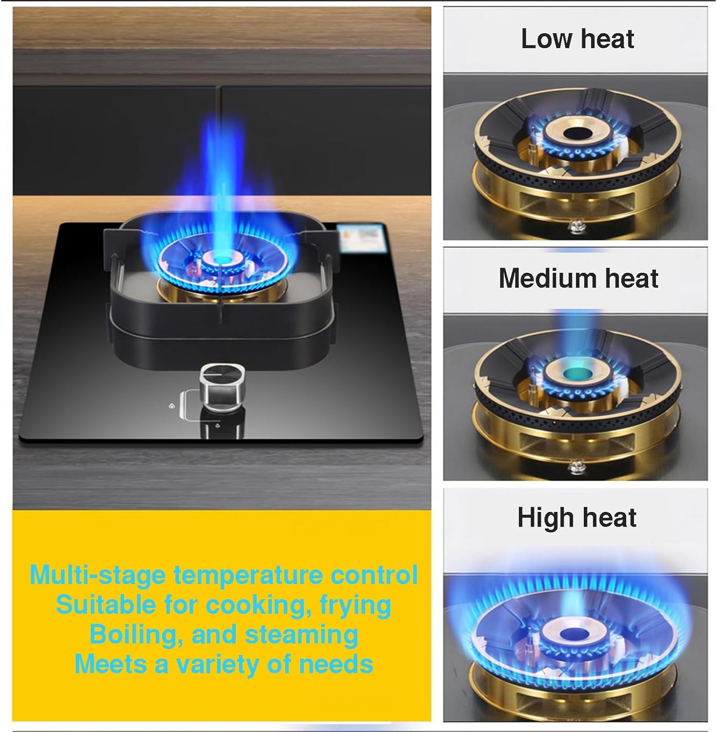 1-Burner Gas Stove,5.2kW LPG/Natural Cooktop with Auto-Ignition and Flame Failure Protection,Tempered Glass Cast Iron Pot Rack,for Kitchen Campervan(NG)