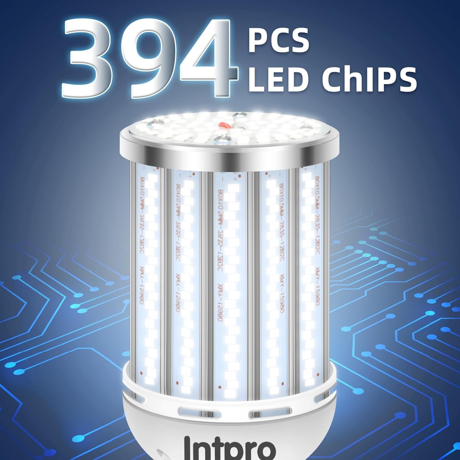 Intpro LED Corn Light Bulb LED Light Bulb 550W Equivalent 7500 Lumen 6500K 60W Large Area Cool Daylight White E26/E27 Base for Outdoor Indoor Garage Warehouse Factory Workshop Street Backyard 2Pack