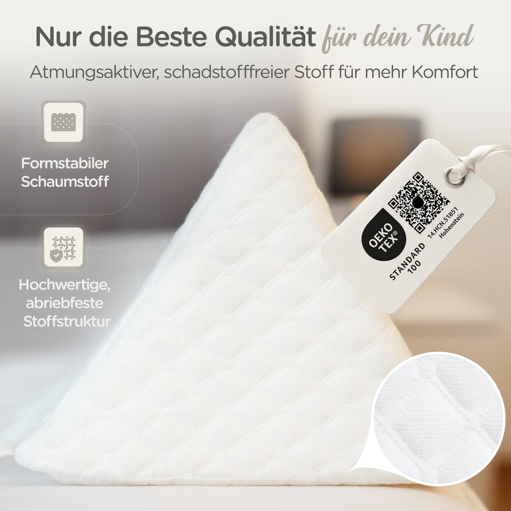 LUNOVA® Rausfallschutz Bett Kinder & Baby - Boxspringbett & Elternbett | Formstabiler Schaumstoff statt aufblasbar · ohne Montage · weiche Bettgitter-Alternative · Fallschutz fürs Kinderbett, 150 cm