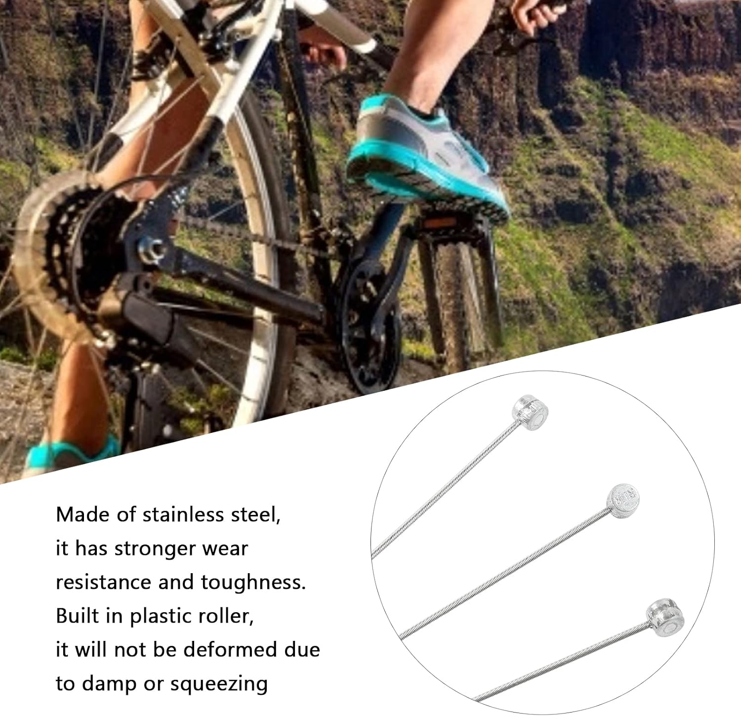 Alomejor 50pcs Brake Cable Housing Kit Stainless Steel Brake Inner Wire Gear Cable for Mountain