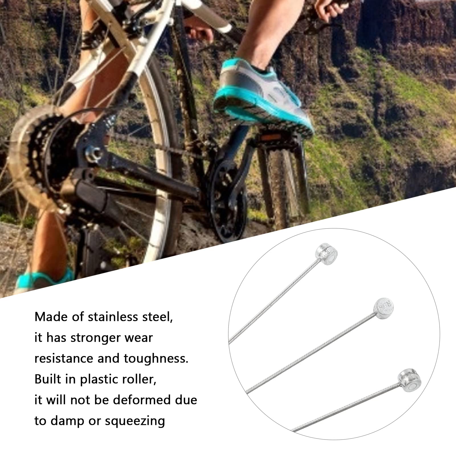 Câble de Frein de Vélo en Acier Inoxydable, Haute Performance, Rouleau en Plastique, 50 Pièces pour Vélos de Montagne, Diamètre 1,2 Mm, Longueur 1700 Mm
