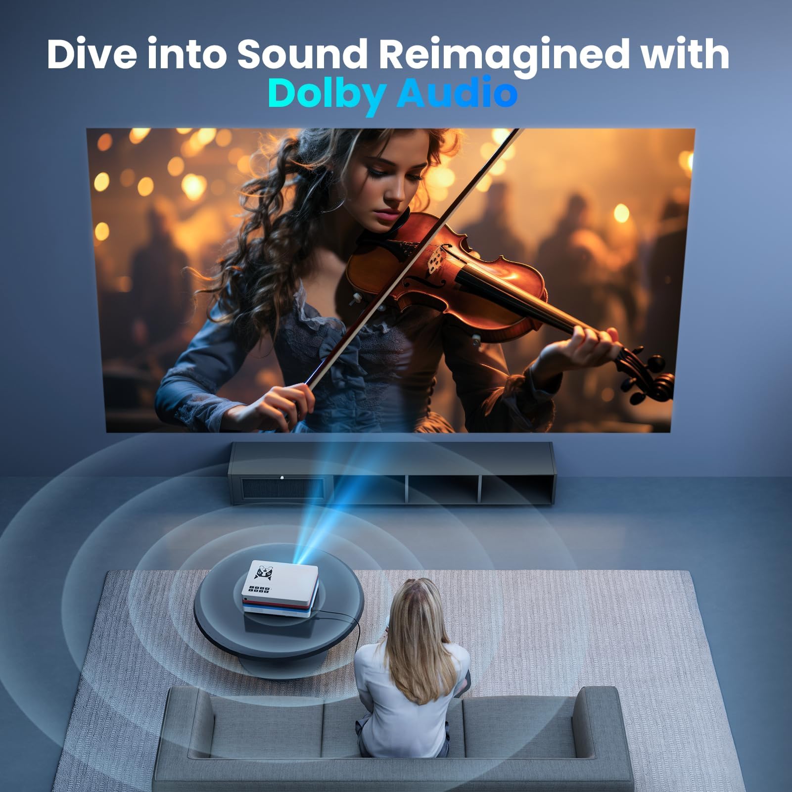 [Netflix officiellement/Dolby Audio] Projecteur intelligent FUDONI avec WiFi et Bluetooth 4K, Keystone automatique et mise au point électrique, projecteur extérieur 800ANSI avec applications, Netflix