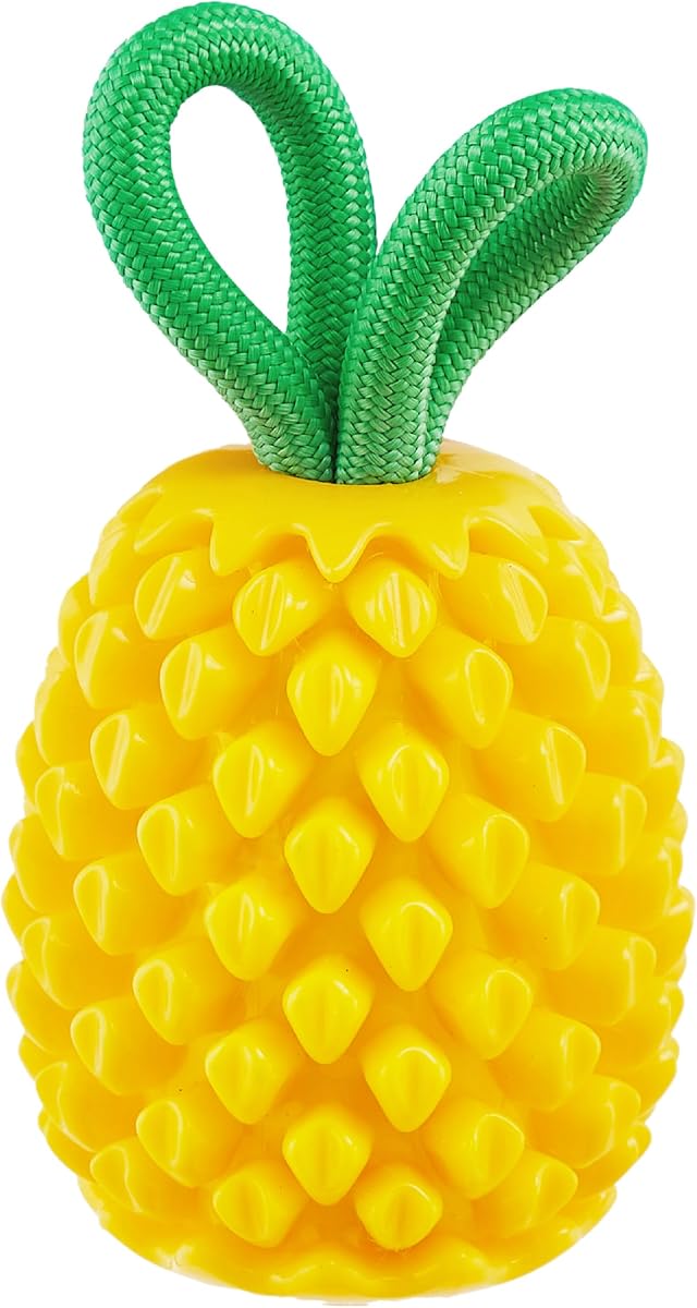 Dental Pineapple Dog Toy & Treat Stuffer, 6.8″ x 3.3″ Pineapple-Scent Interactive Chew for Dogs, Promote Healthy Teeth, Gums & Mental Enrichment, Reduce Boredom & Support Dental Health
