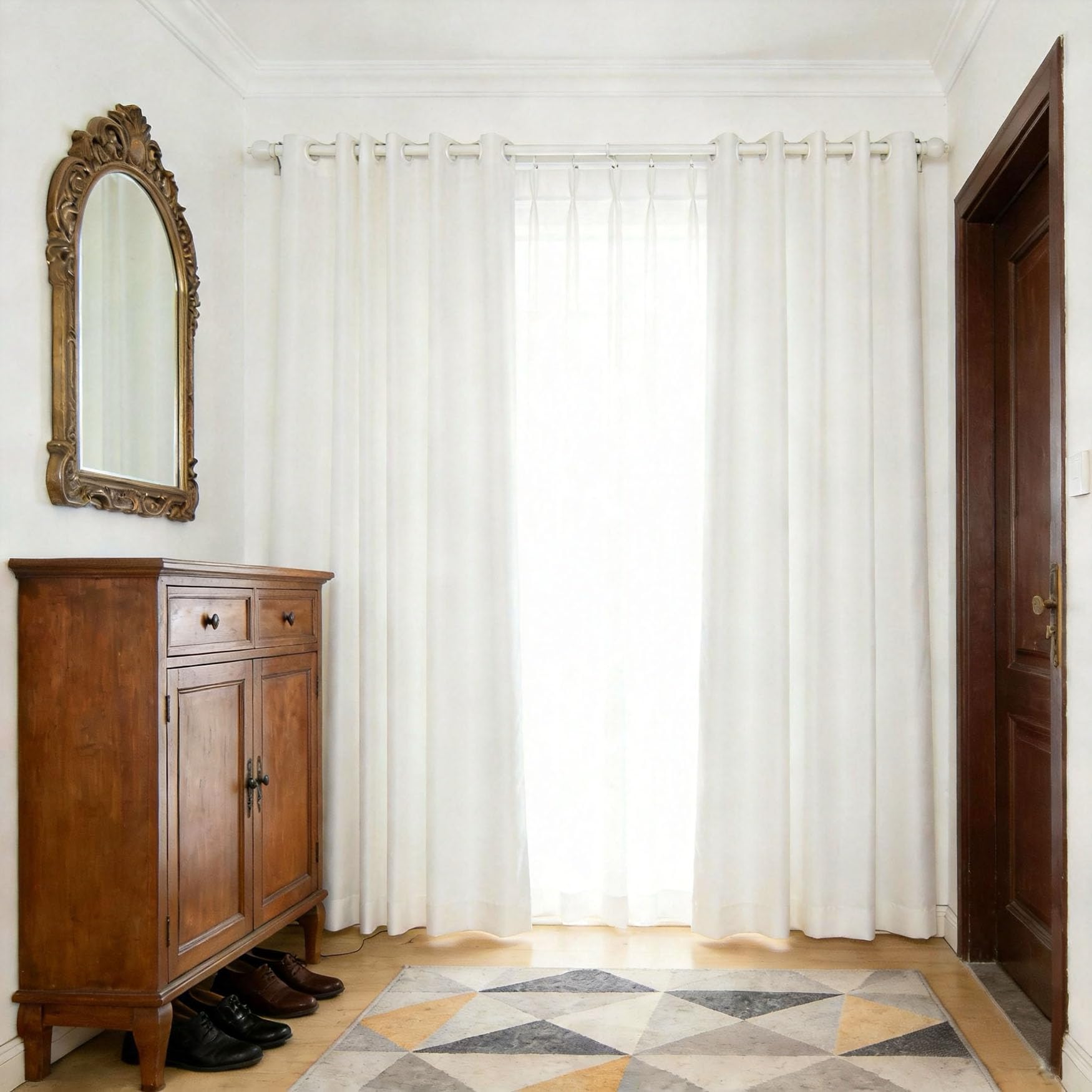 Rideau occultant de salon blanc 155 x 235 cm pour habiller un dressing ou une chambre moderne