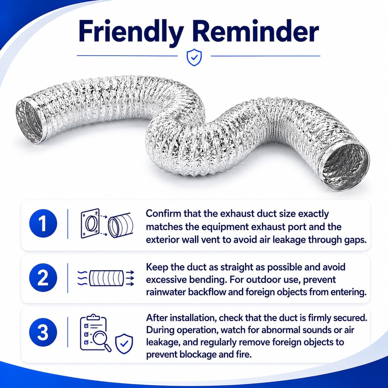 Dryer Vent Hose-4 inch 8ft Long with 2 Duct Clamps For Heating Cooling