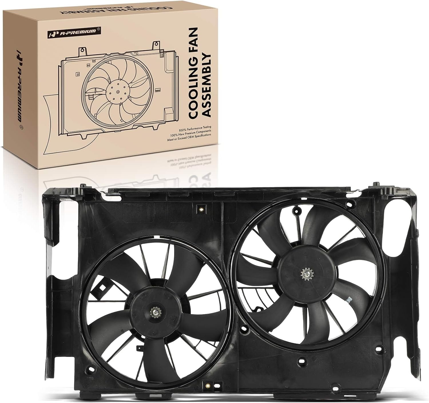 A-Premium Engine Radiator Cooling Fan Assembly Compatible with Select Toyota Models - RAV4 2006-2008 2.4L, RAV4 2009-2012 2.5L - Replace# 1636328170, 1671128230