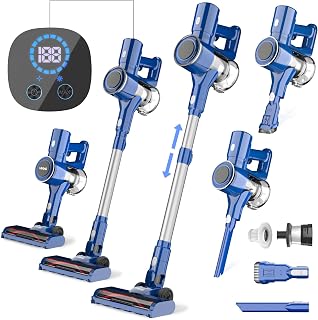 Cordless Vacuum Cleaner, 25KPA Powerful Stick Vacuum with 45min Max Runtime,Cordless Stick Vacuums with LED Touch Screen,Lightweight Handheld Vacuum Cleaners for Hardwood Floor Carpet Pet Hair