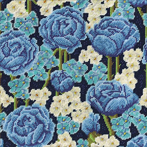 Design Works Crafts 2620 Blue Roses 12" x 12" Needlepoint Kit, Multicolor
