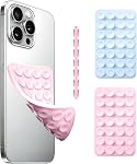 Silicone double-sided forte aspirateur de la tasse de téléphone boîtier amovible - Sans les mains pour les selfies & Vidéos, Poignée Sticky Fidget réutilisable, Support de téléphone facile à nettoyer pour iPhone/Android, 3,74"x2,17"(Baby Blue)