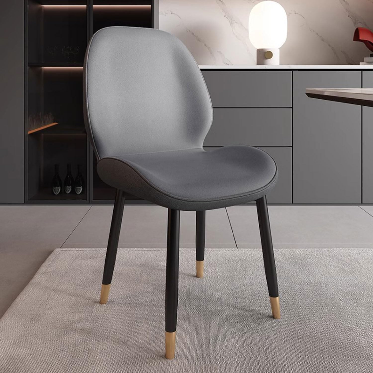 Chaise pour salon et bureau en métal avec assise rembourrée gris clair