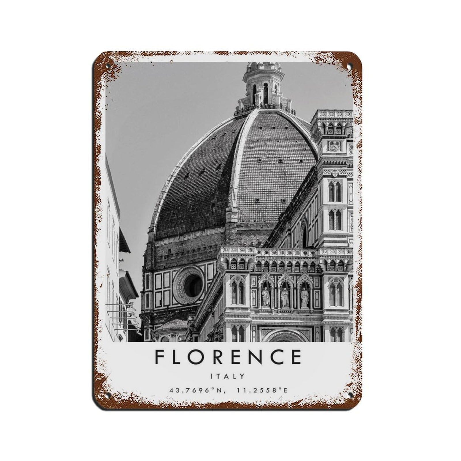 Florence Travel Tin Sign Vintage Metal Pub Club Cafe Bar Home Wall Art Decoration Poster Retro 12x16inch(30x40cm)