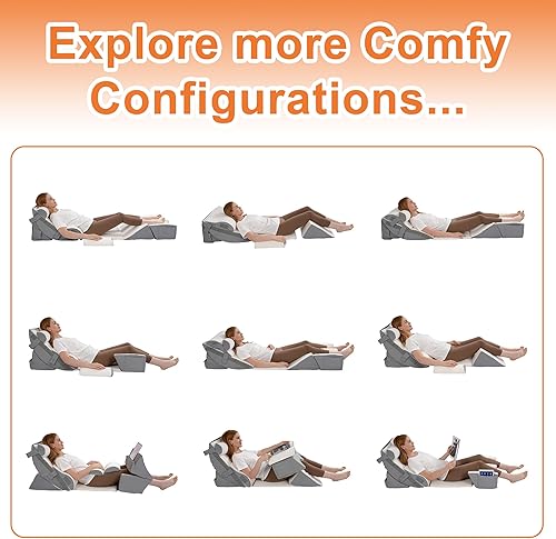 Miniatura 2 de Juego de almohadas de cuña para cama (9 piezas)  Altura ajustable para reflujo ácido, ronquidos, alivio del dolor de espalda y lectura, almohadas de