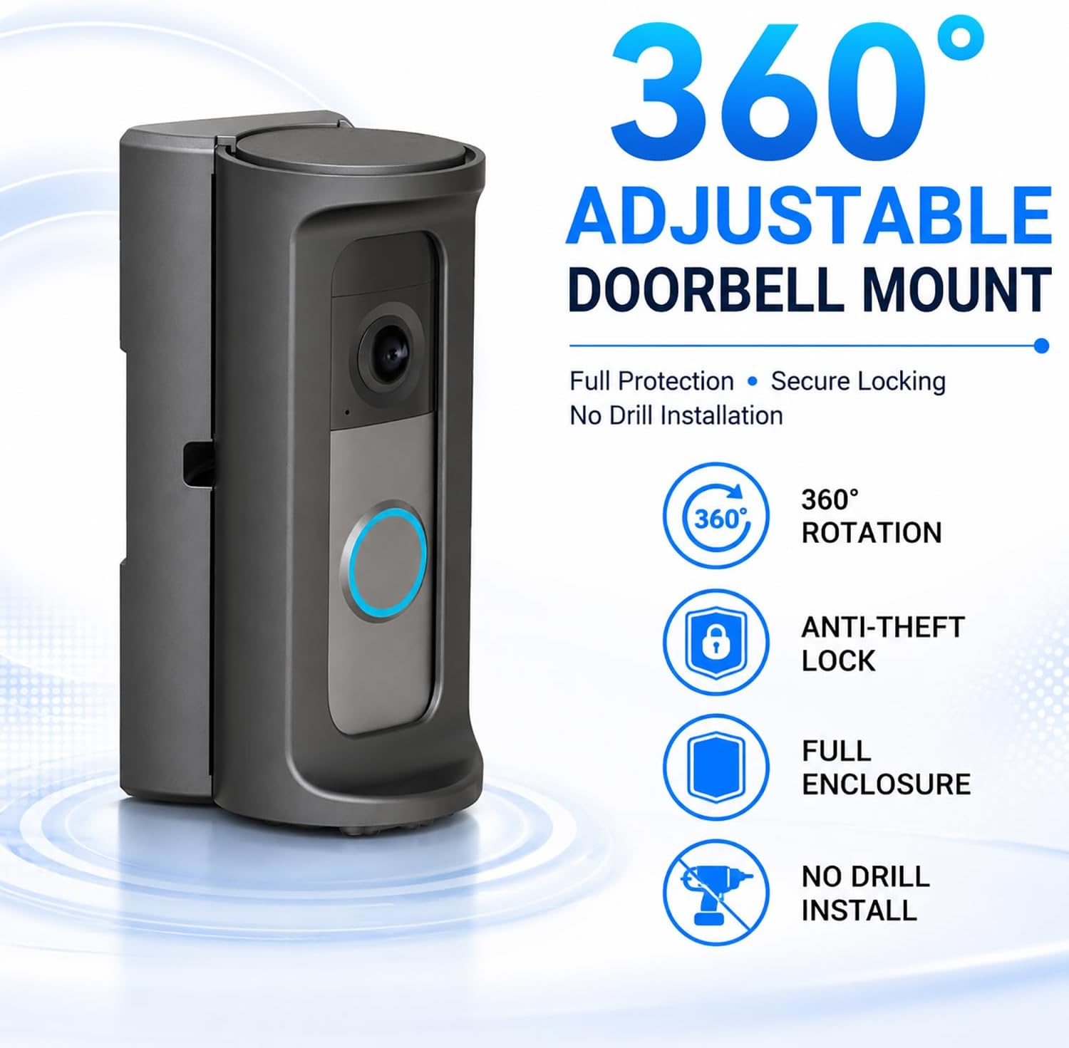 360° Adjustable Anti-Theft Doorbell Mount for Wired Doorbell 2nd Gen (2026), Wired Doorbell Plus 2nd Gen & Pro 3rd Gen (2025), No-Drill Corner Mount for Apartments & Rentals