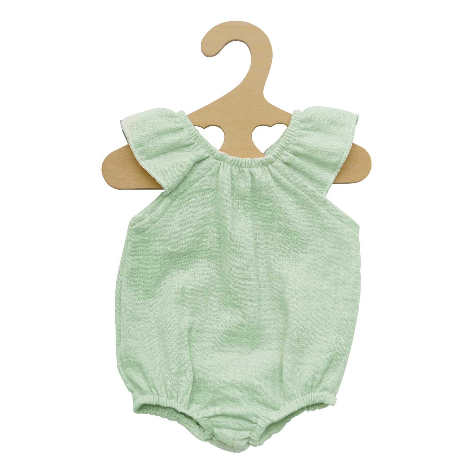 Heless 1413 – Doll Clothes 100% Organic Cotton, Bodysuit with Ruffles Mint Colour for Dolls and Plush Toys Size 28-35 cm
