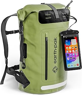 wasserdichter Rucksack – 35L / 55L Waterproof Backpack mit leistungsstarkem Rolltop Rollverschluss, Reißverschluss Tasche und IPX8 wasserfester Handyhülle