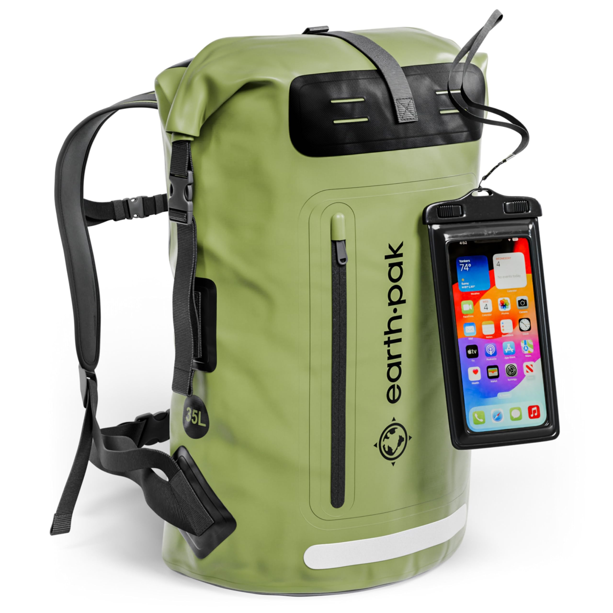 durchwasserresistenter rucksack 35l/55l mit rollverschluss und zip-pouch