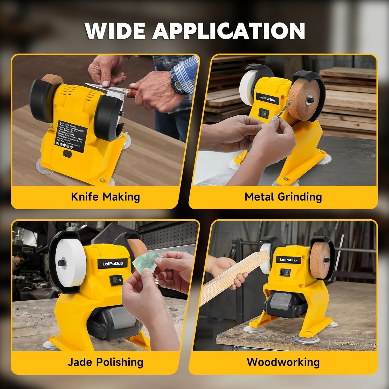 Cordless Mini Bench Grinder Polisher Compatible with Dewalt 20V Battery,5500 RPM Household Grinding Wheels,Dual Grinding Wheels for Sharpen Knives, Rust Removal, Drills, polishing(No Battery)