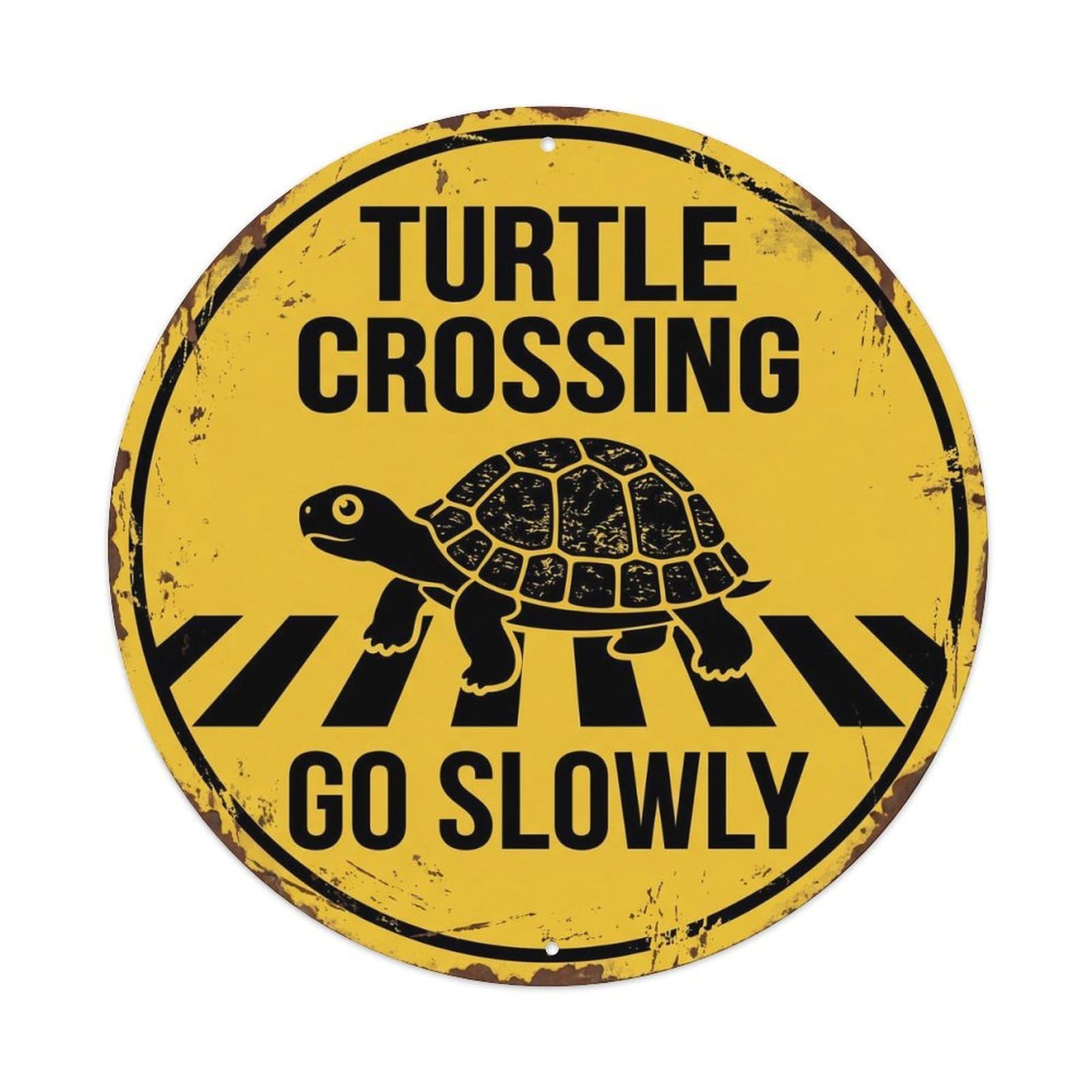 Olyhtr 8X8inch Classic Style Turtle Wildlife Crossing Road Safety Rustic Weathered Metal Tin Sign