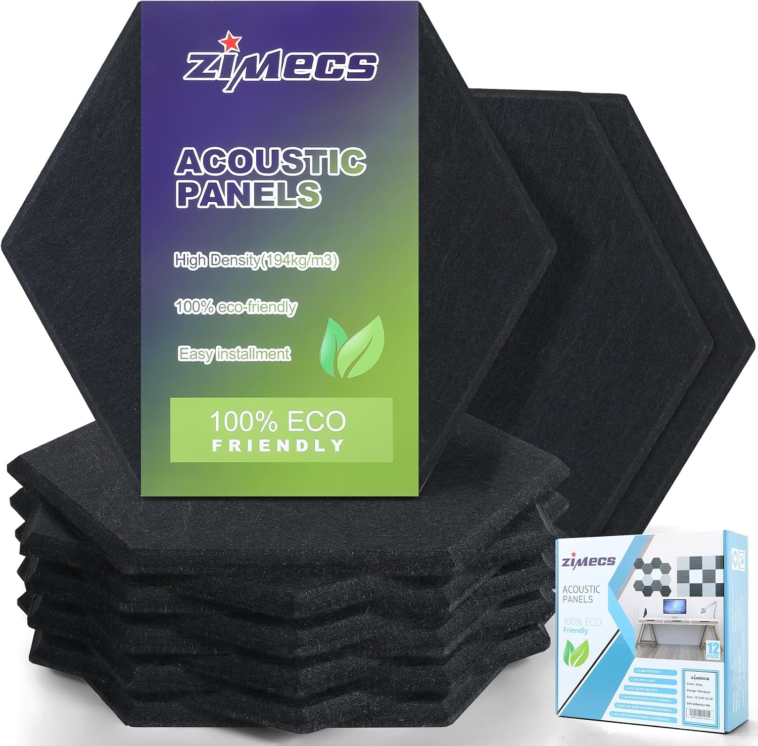 Amazon.com: ZIMECS Hexagon Acoustic Panels Black Soundproofing Foam ...
