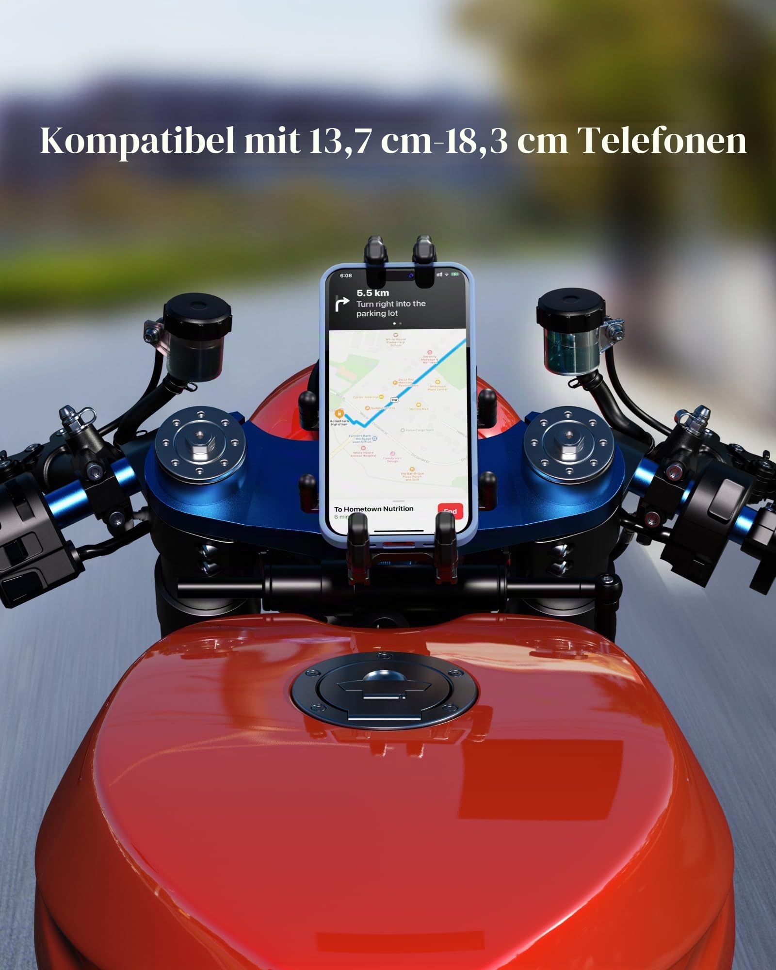 BRCOVAN Motorrad Gabelvorbau Handyhalterung mit Vibrationsdämpfer und Hochgeschwindigkeits-Sicherheitsschloss, Diebstahlsichere Motorrad Handyhalter Verstellbar für 5,4-7,2 Zoll Smartphones