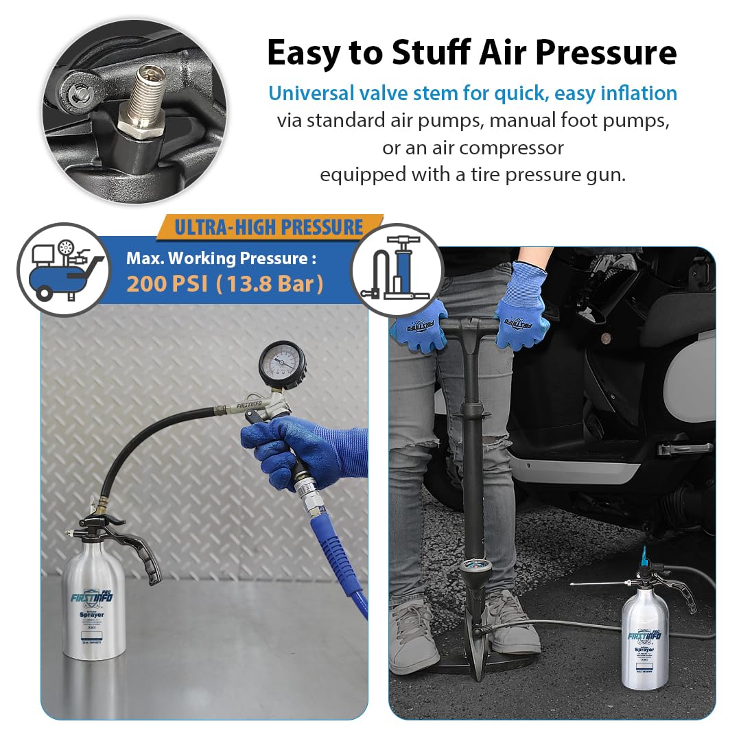 FIRSTINFO Vaporisateur Rechargeable pour Nettoyant Freins 700 ML Aluminium Non Aérosol pour Solvants et Dégraissants, sous Pression avec Buse Brumisateur et Jet Long, A1661