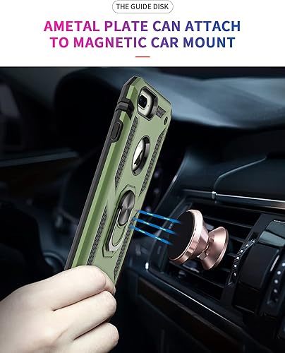 Miniatura 5 de Korecase Funda compatible con iPhone 7 PlusiPhone 8 Plus, protección extrema, armadura militar de doble capa con anillo giratorio de 360 grados