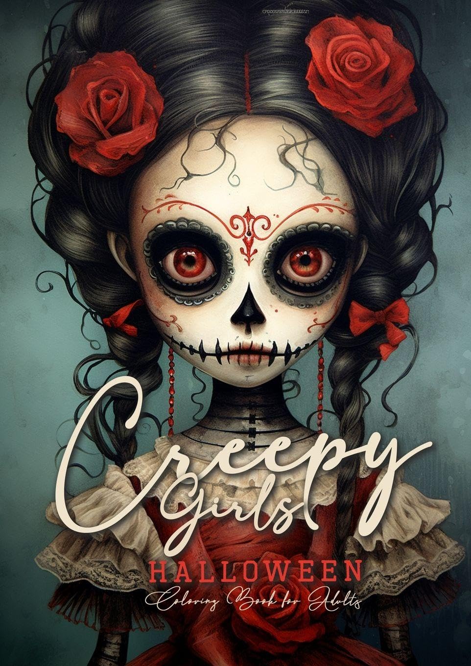 Creepy Girls Halloween Coloring Book for Adults: Halloween Grayscale Coloring Book Gothic Horror Coloring Book for Adults Sugar Skulls Catrinas, Scarecrows, Creepy Puppets Coloring: 2