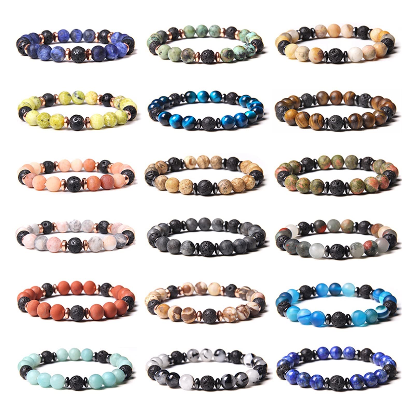 WZGWDC Natürliches rosa Zebra-Stein-Perlen-Armband, 8 mm, Lava-Vulkan-Perlen, Charm-Schmuck, passend für Damen und Herren, freundschaftsspezifisch
