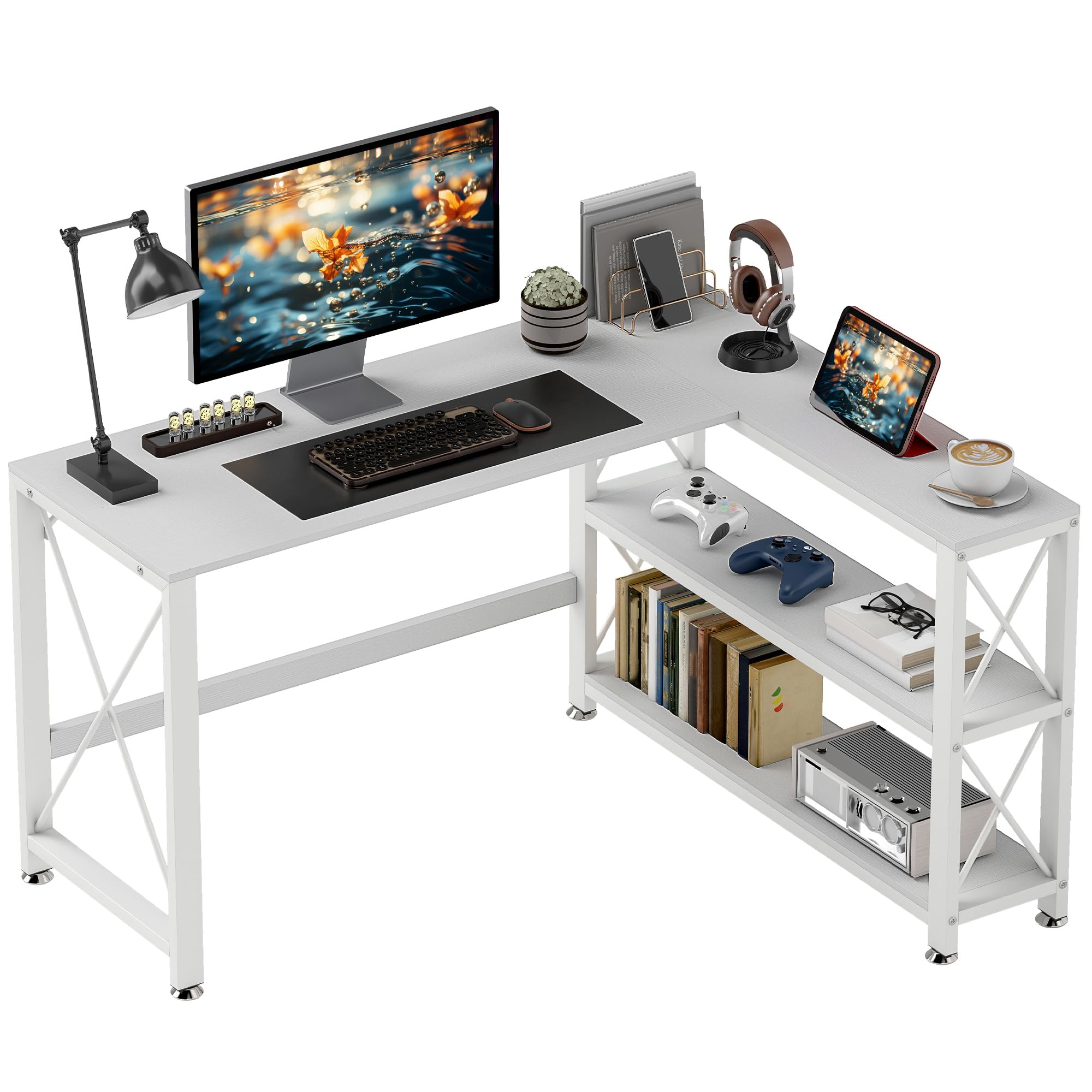 Bureau avec rangement style moderne blanc pour aménager un petit salon