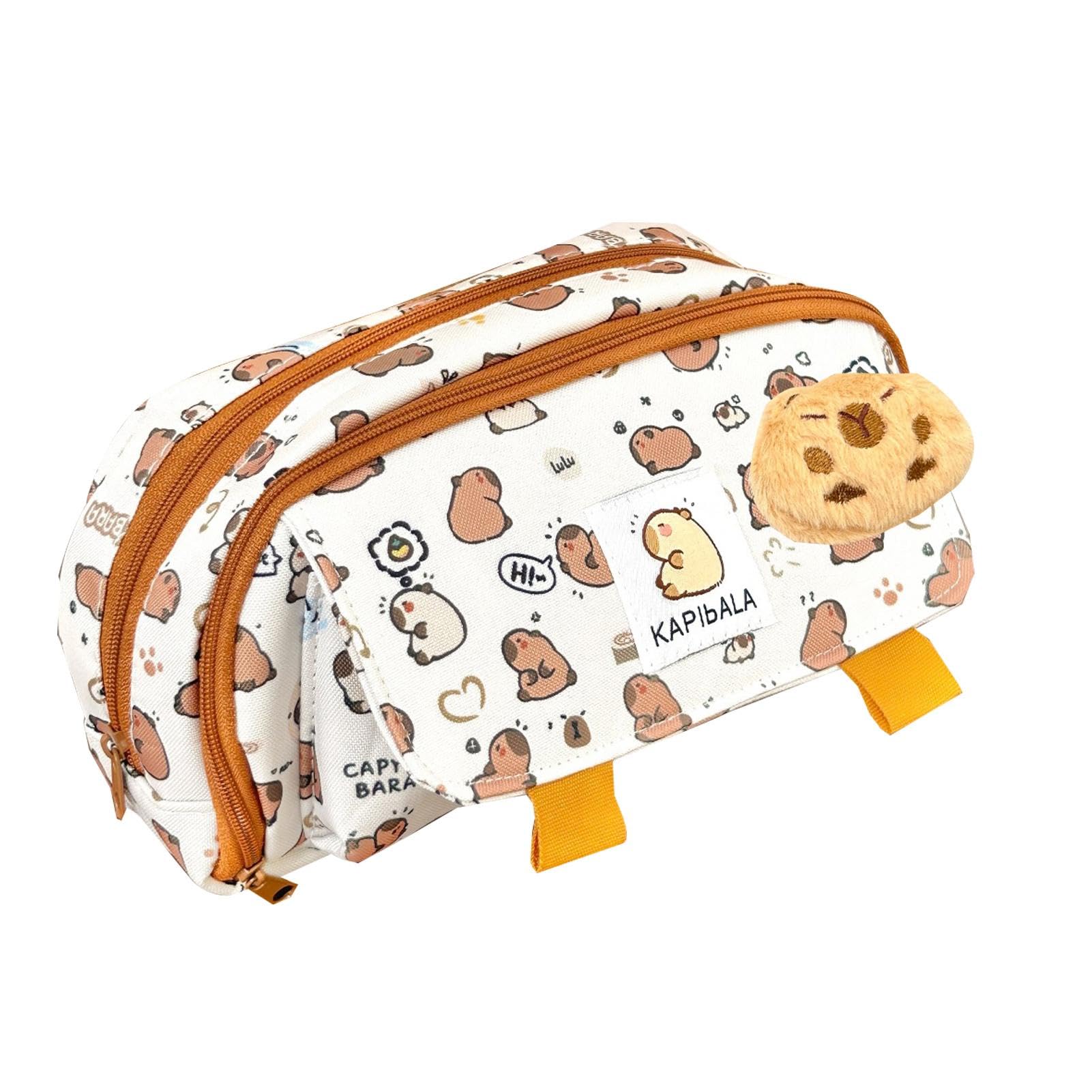 Capybara - Astuccio per matite, grande capacità, organizer per cancelleria, portapenne, leggero, con cerniera, ideale per studenti, scuola, forniture per ufficio, 22 x 10 x 7 cm, Multicolore, Buddhist
