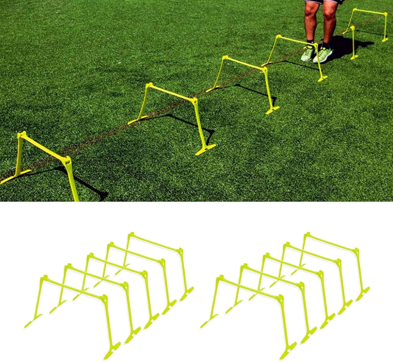 CMYUN Mini Hurdles Adjustable Height - 5 Pcs/10PCS Small Agility Hurdles with Handle, Soft Portable Track & Field Hurdles, Obstacle for Soccer Training(10pcs)