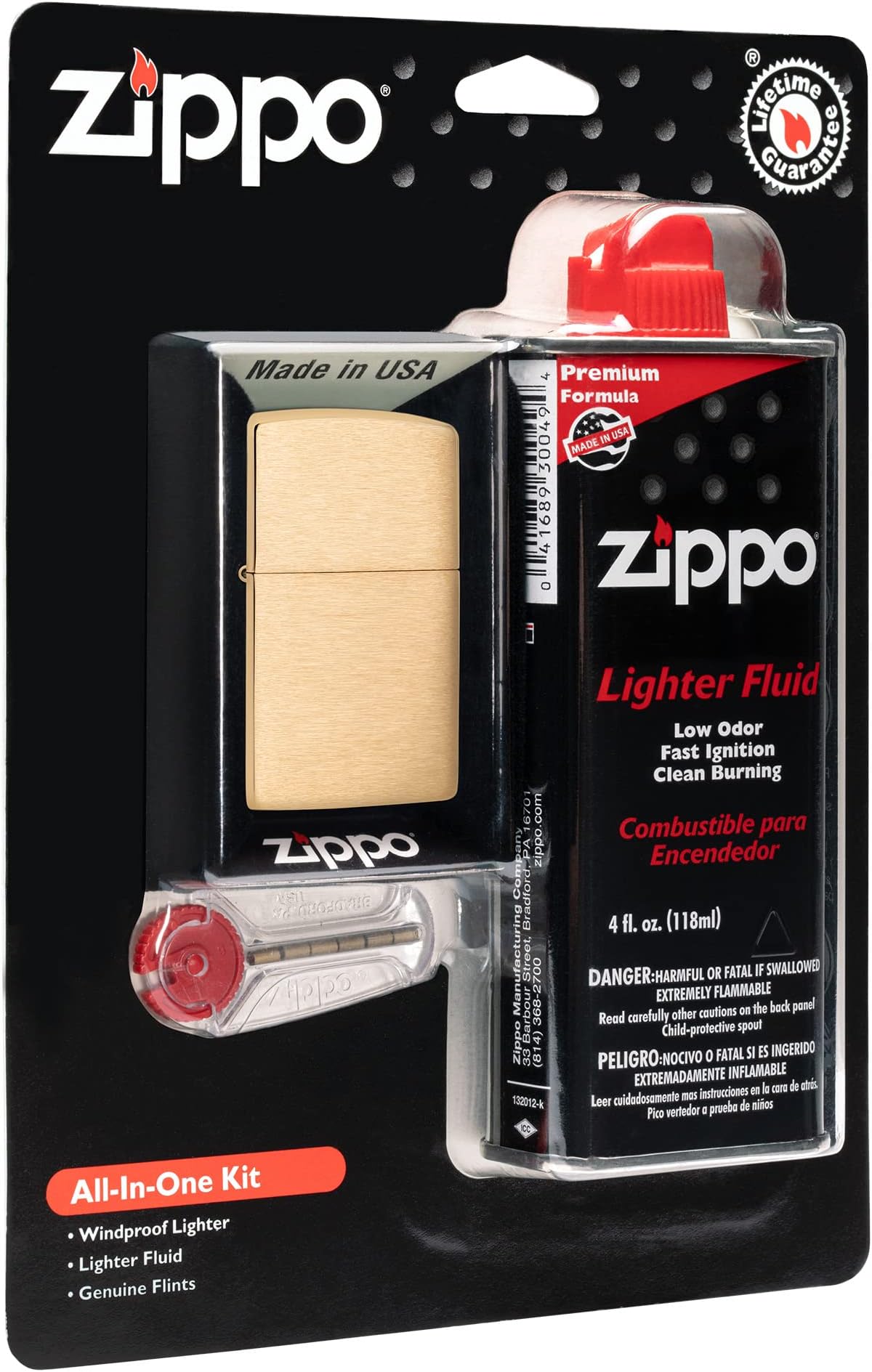 All-in-One Kit with Brushed Brass Windproof Lighter