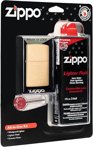 Miniatura 7 de Zippo Kit todo en uno con encendedor negro mate resistente al viento Negro,Cobrizo cepillado,Kit Plata,Verde,https://www.amazon.com/dp/undefined