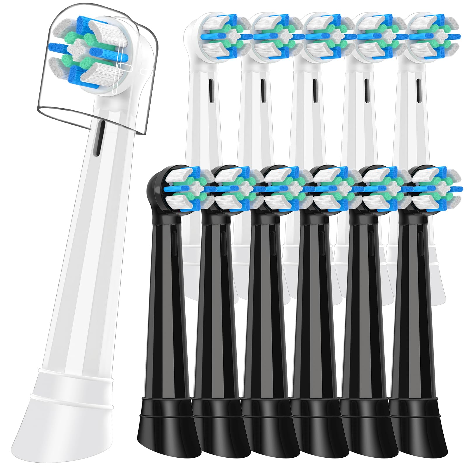 12 sztuk końcówek do szczoteczek IO, kompatybilnych z Oral B iO 2/3/4/5/6/7/8/9/10, elektryczne szczoteczki do zębów, końcówki do szczoteczek IO (czarno-białe)