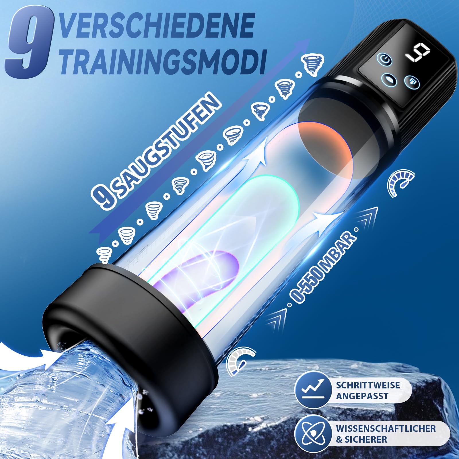 Tagnaff Pompe à Pénis Sextoyse Homme Masturbateurs masculins avec 9 D'aspiration&9 Modes Entraînement Masturbateur Sex Toys avec Anneaux, Ensemble de 7 7ièces