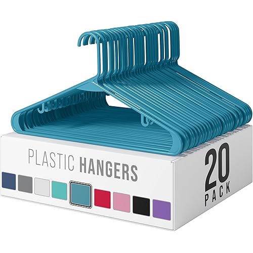 Clothes Hangers Plastic 20 Pack - Blue Plastic Hangers - Makes The Perfect Coat Hanger and General Space Saving Clothes Hangers for Closet - Percheros Ganchos para Colgar Ropa Hangars