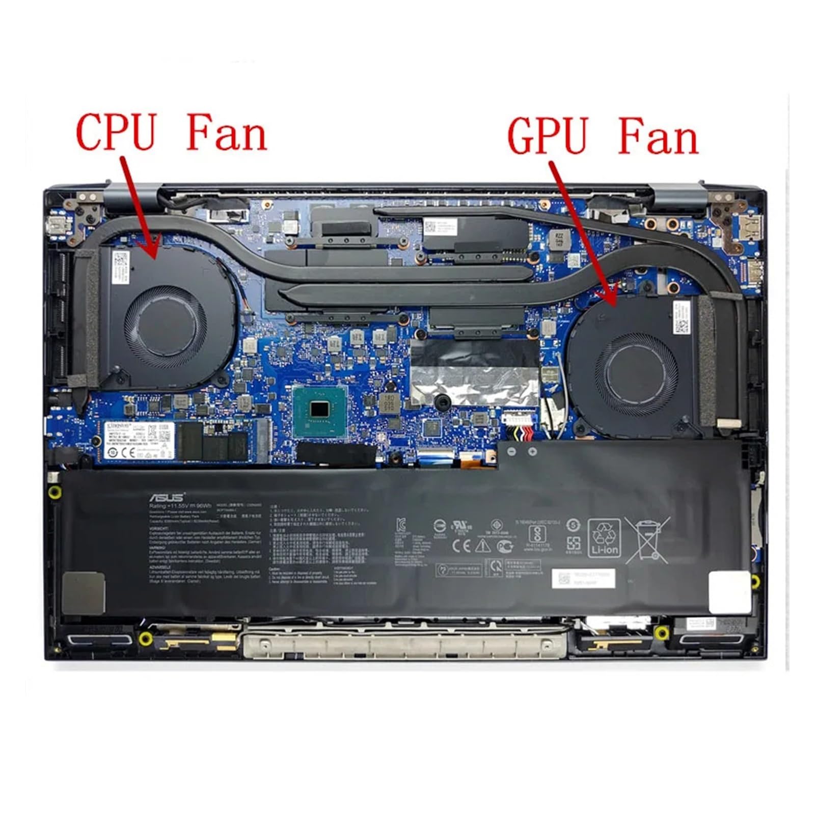 Refroidisseur pour Processeur Et Carte Graphique D'ordinateur, Compatible avec ASUS, ZenBook Pro 15 UX535L, UX535LH, UX535Li OLED, UM535Q Et UM530QE, 13NB0RX0T01021 13NB0RX0T02021(CPU Fan)