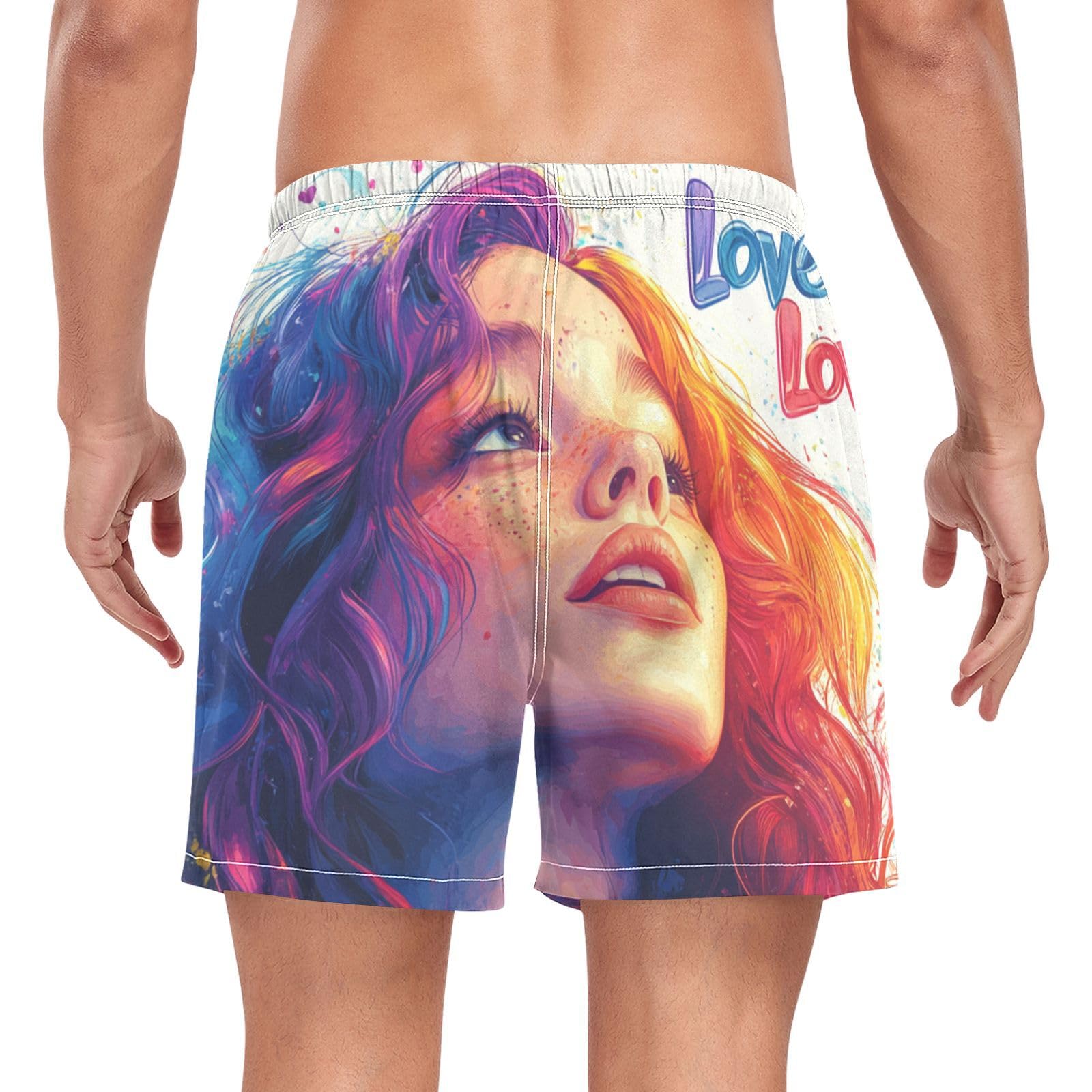 Yuiboo A Pride Month Swim Trunks for Men Mens 2In1 Workout Shorts with Compression Liner Board Shorts Quick Dry Multi