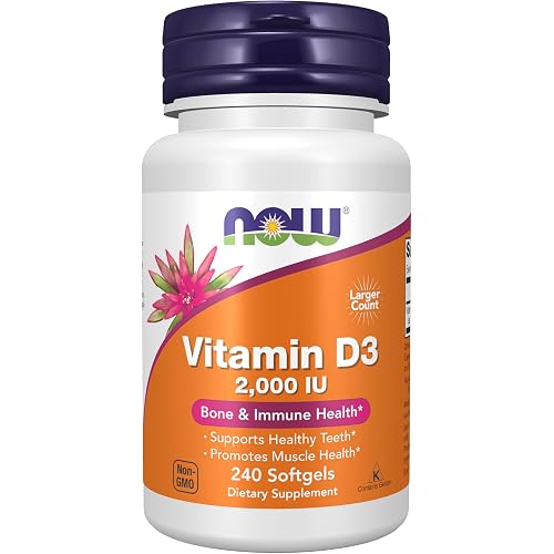 NOW Foods Supplements, Vitamin D-3 2,000 IU, High Potency, Structural Support*, 240 Softgels