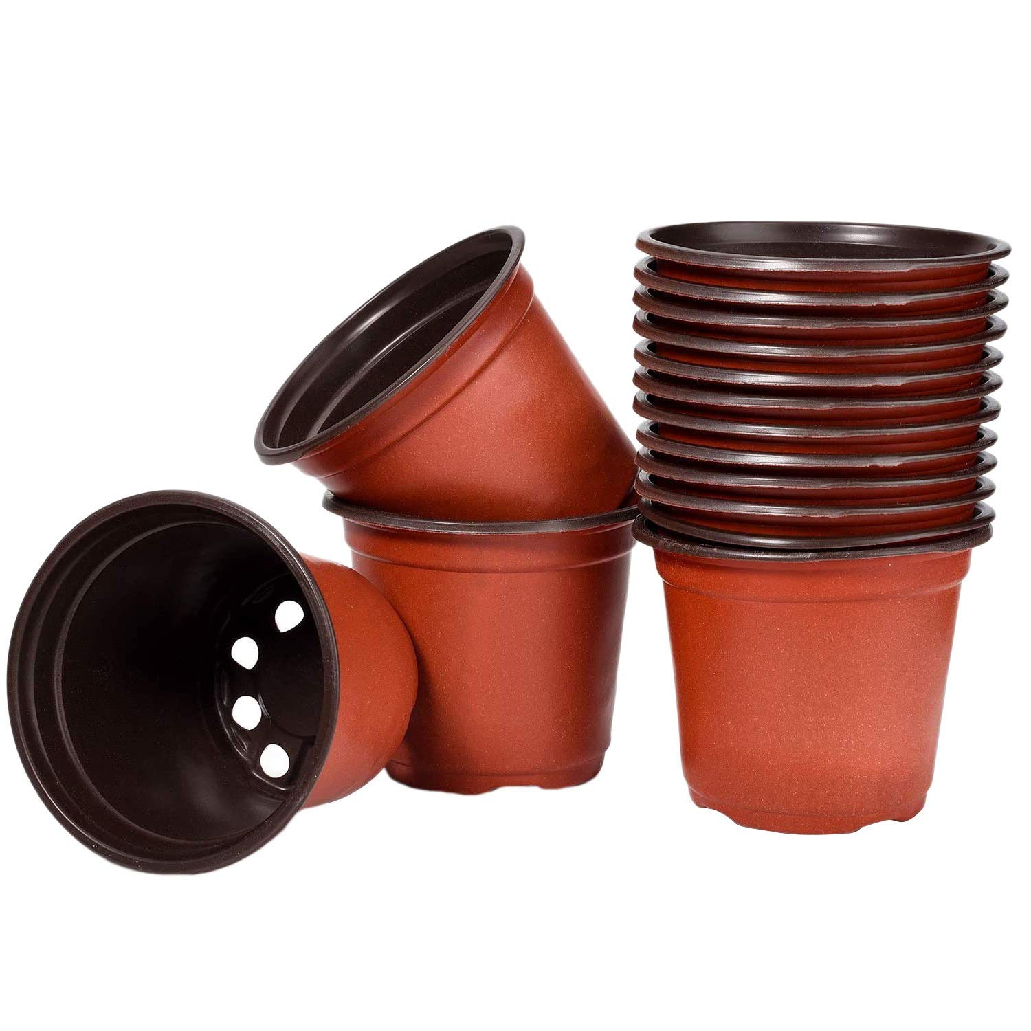 Eighosee 50 Pcs 7 inch Plastic Flower Seedlings Nursery Supplies Planter Pot/Pots Containers Seed Starting Pots Planting Pots