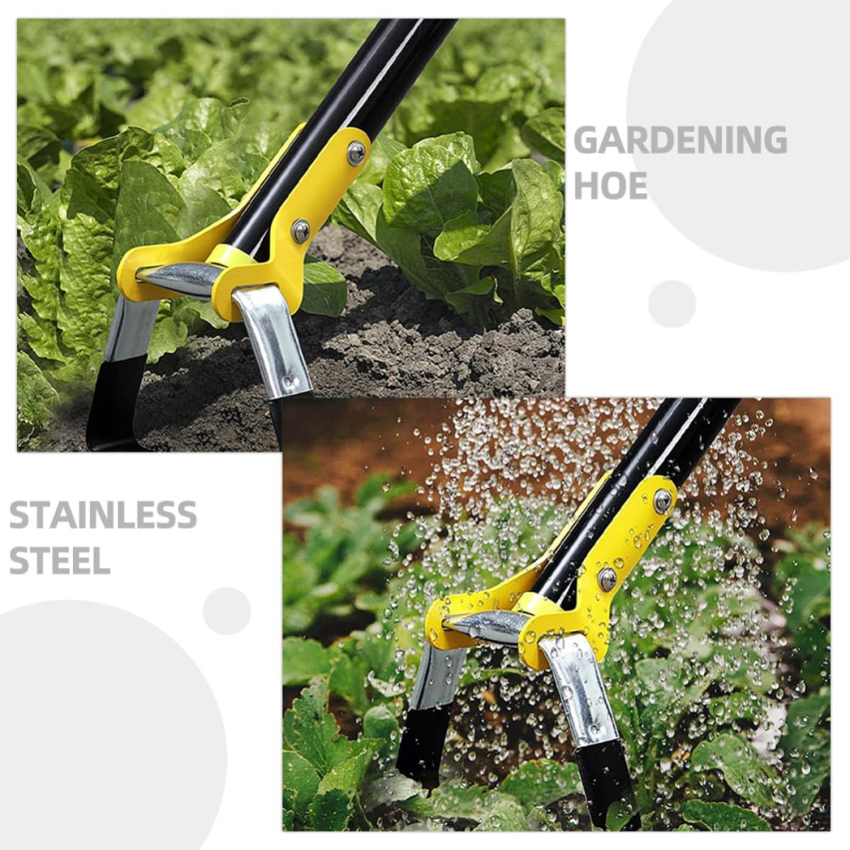 YARNOW Azada Pequeña de Metal para Deshierbe Mango Ergonómico, Herramienta de Jardinería Resistente de Acero Inoxidable y Acero Manganeso para Uso en Casa y Senderismo