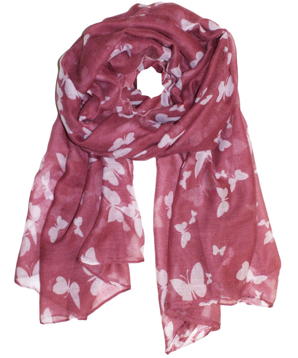 World Of Shawls Women's Light Marron/White Uk Seller!!! New Butterfly Print Celebrity Style Long Scarves Maxi Scarf, Stole, Wrap, Sarong, Shawls. ()