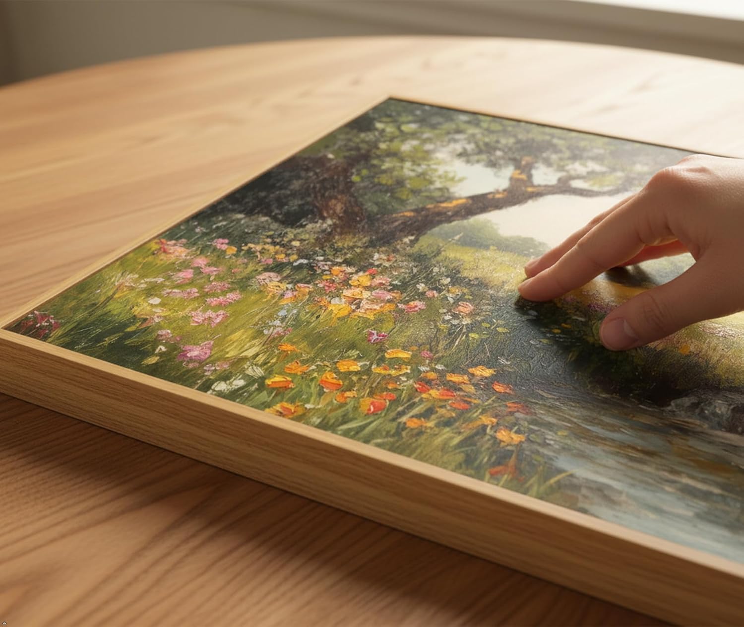 Framed Vintage Canvas Wall Art Poplars Stream Nature Landscape Painting Picture Wall Decor Rustic Flower Cottagecore Print Artwork for Bedroom Living Room Bathroom Home Decoration 16x24in